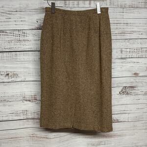 Vintage Pursuits, Ltd Brown Wool Tweed Pencil Skirt Size 8